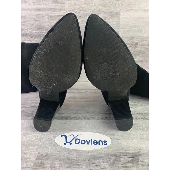 T&B Womens Black Suede Pointed Knee-High Boots Size 10M - Picture 8 of 8